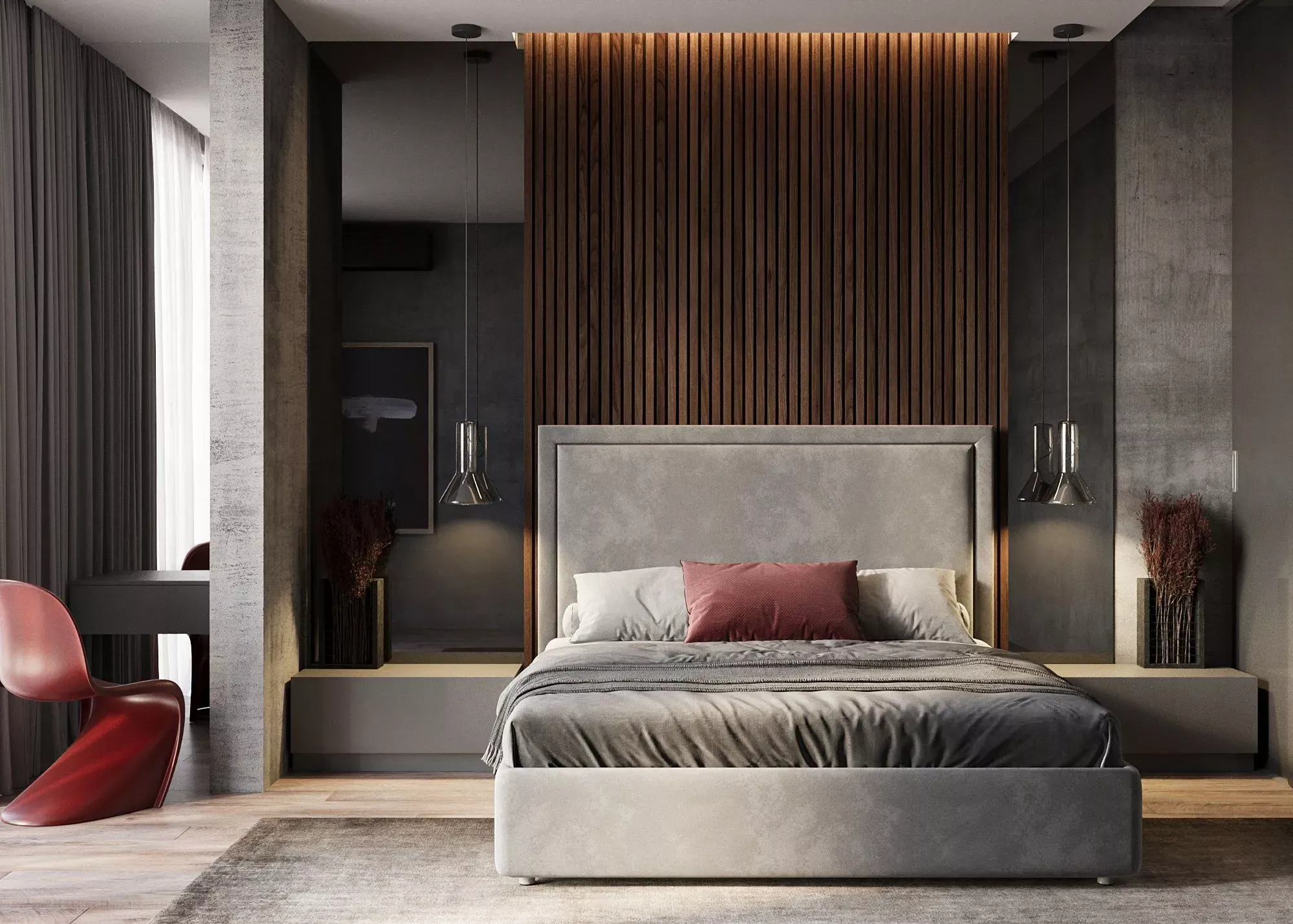 Спальня с кроватью Simple, серая (арт. 094)