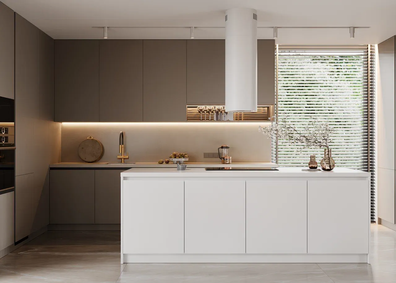 Кухня в матовом покрытии стиле модерн (арт. Kit429), мебель на заказ MrDoors