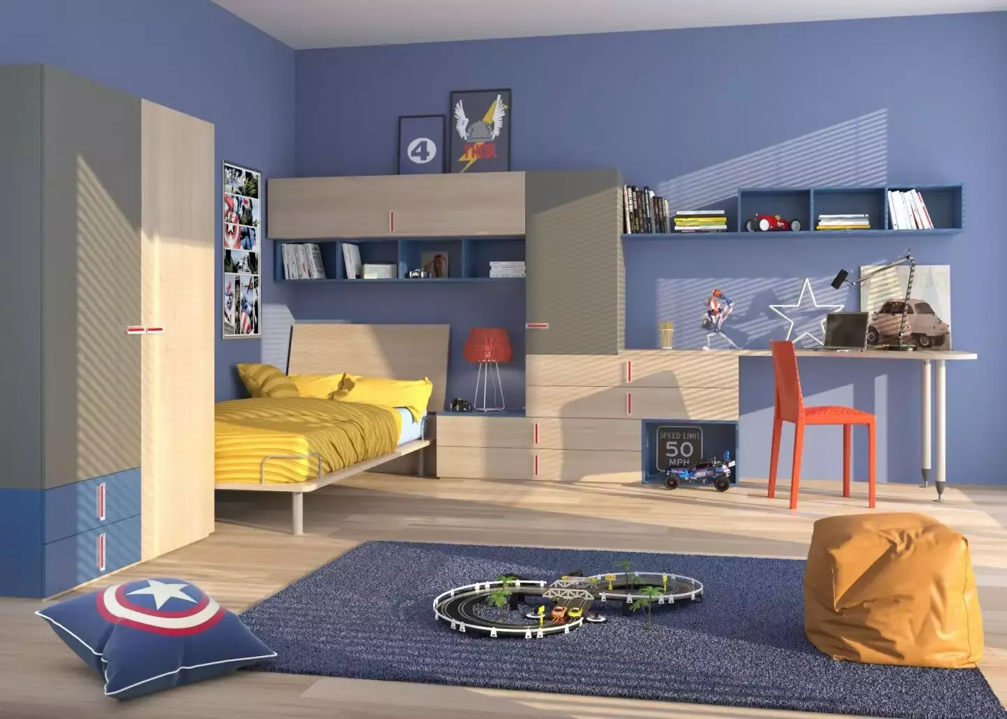 детская комната в синих тонах