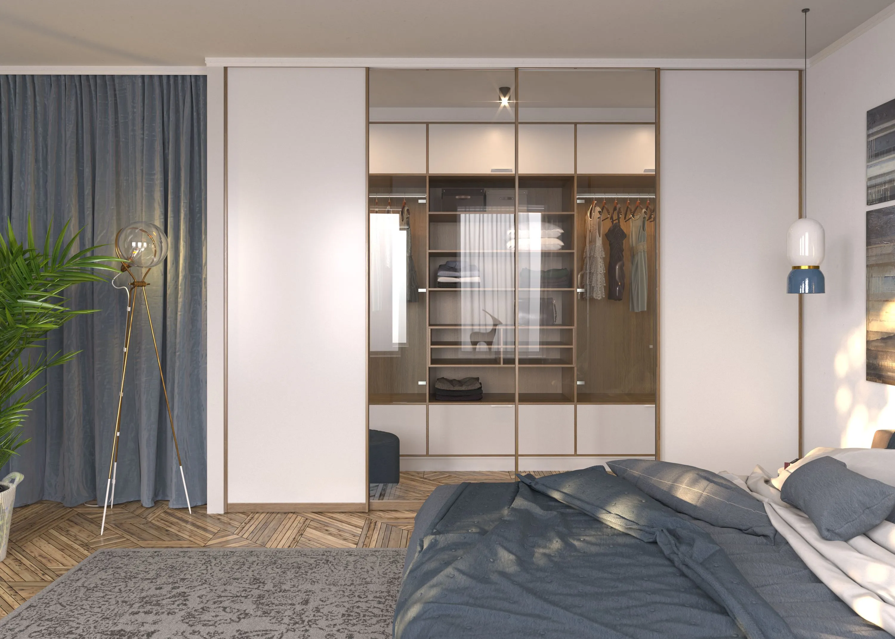 гардеробная в маленькой спальне