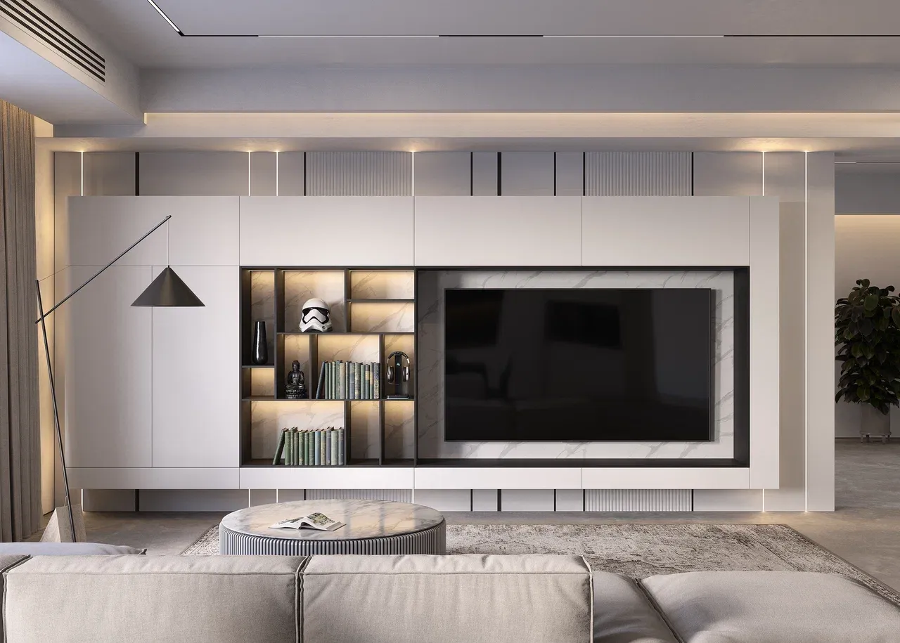 Гостиная в матовом покрытии в стиле модерн (арт. Lvr253), мебель на заказ MrDoors