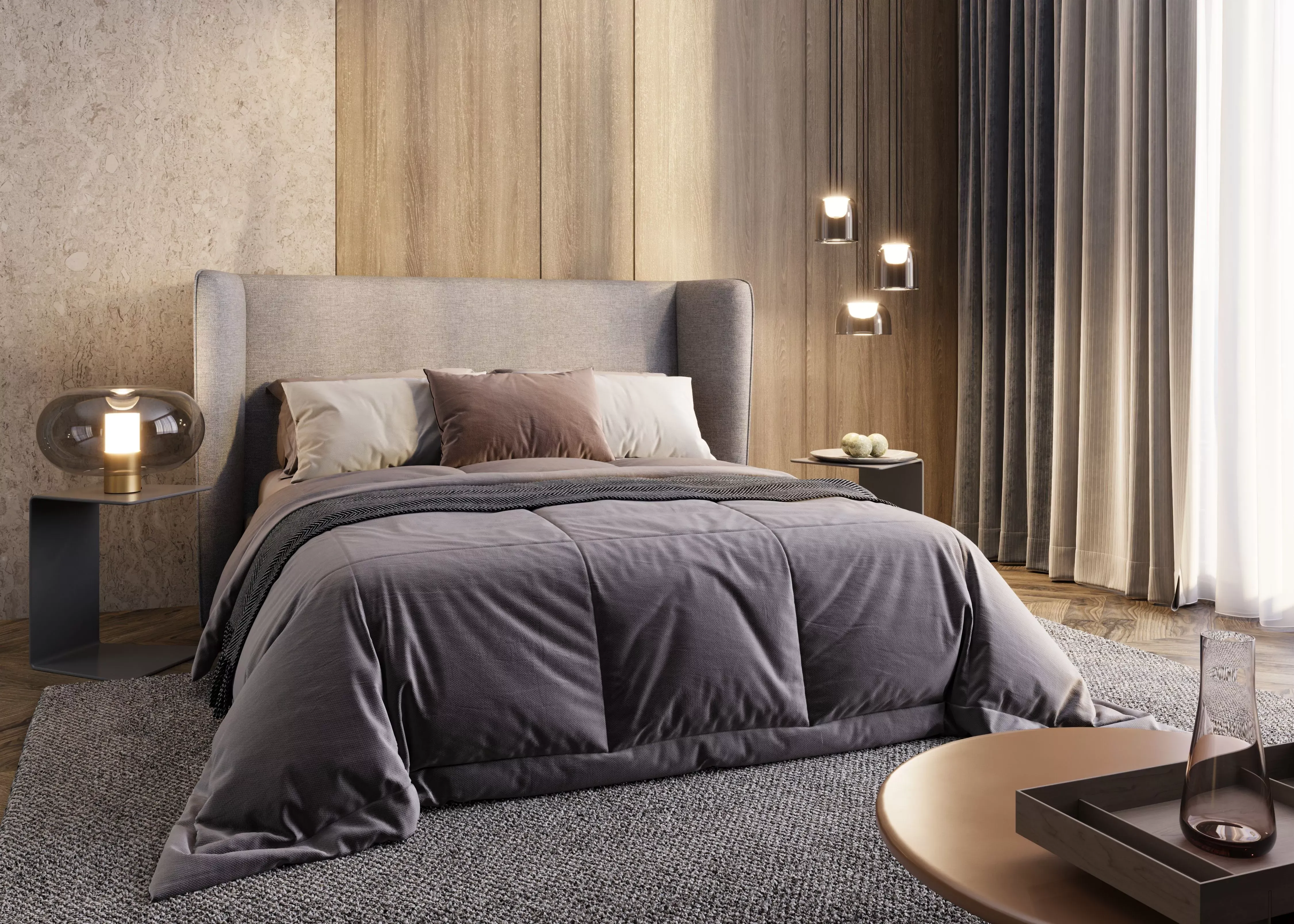 Спальня с кроватью GIGLIO, серая (арт. 110)