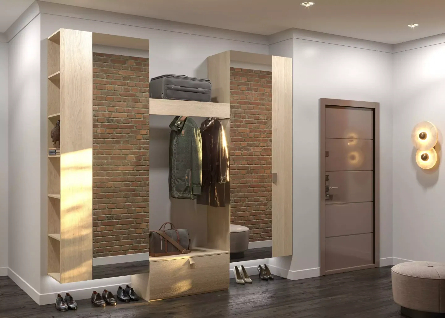 прихожая для узких коридоров, дизайн мебели