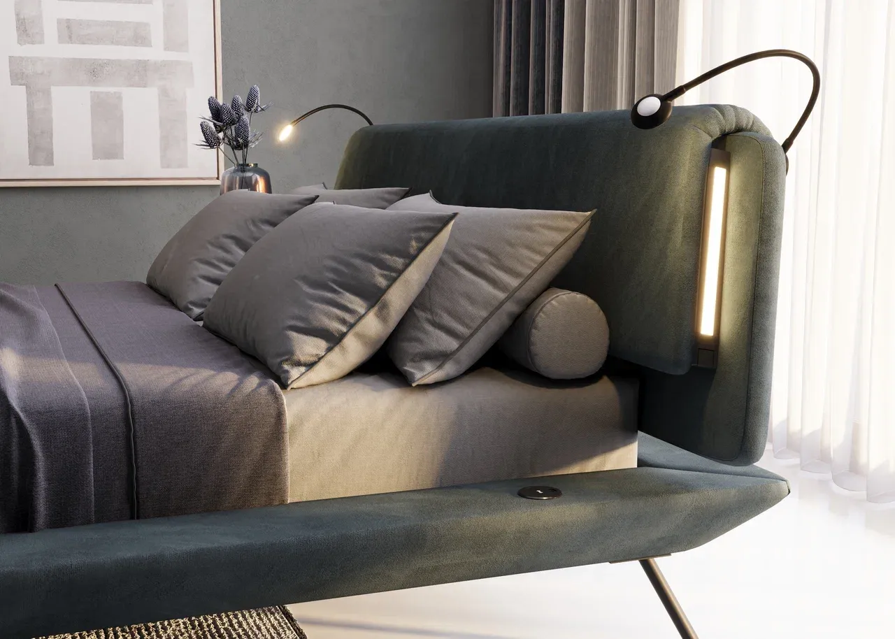 Спальня в темно-серых тонах