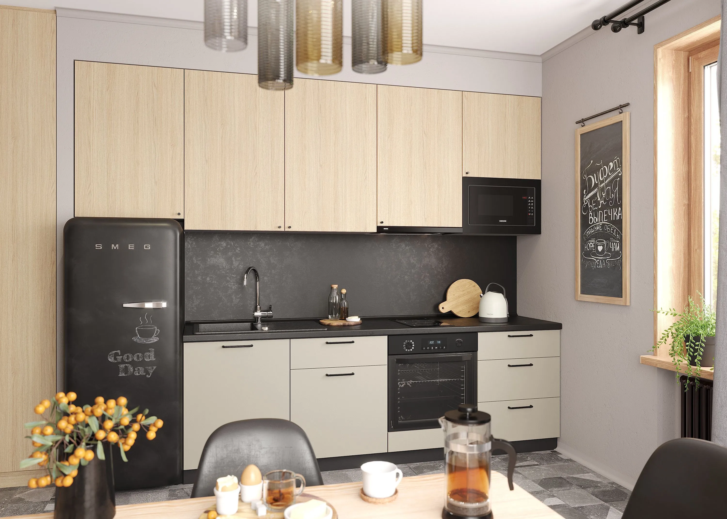 Компактная кухня для студии, мебель на заказ MrDoors