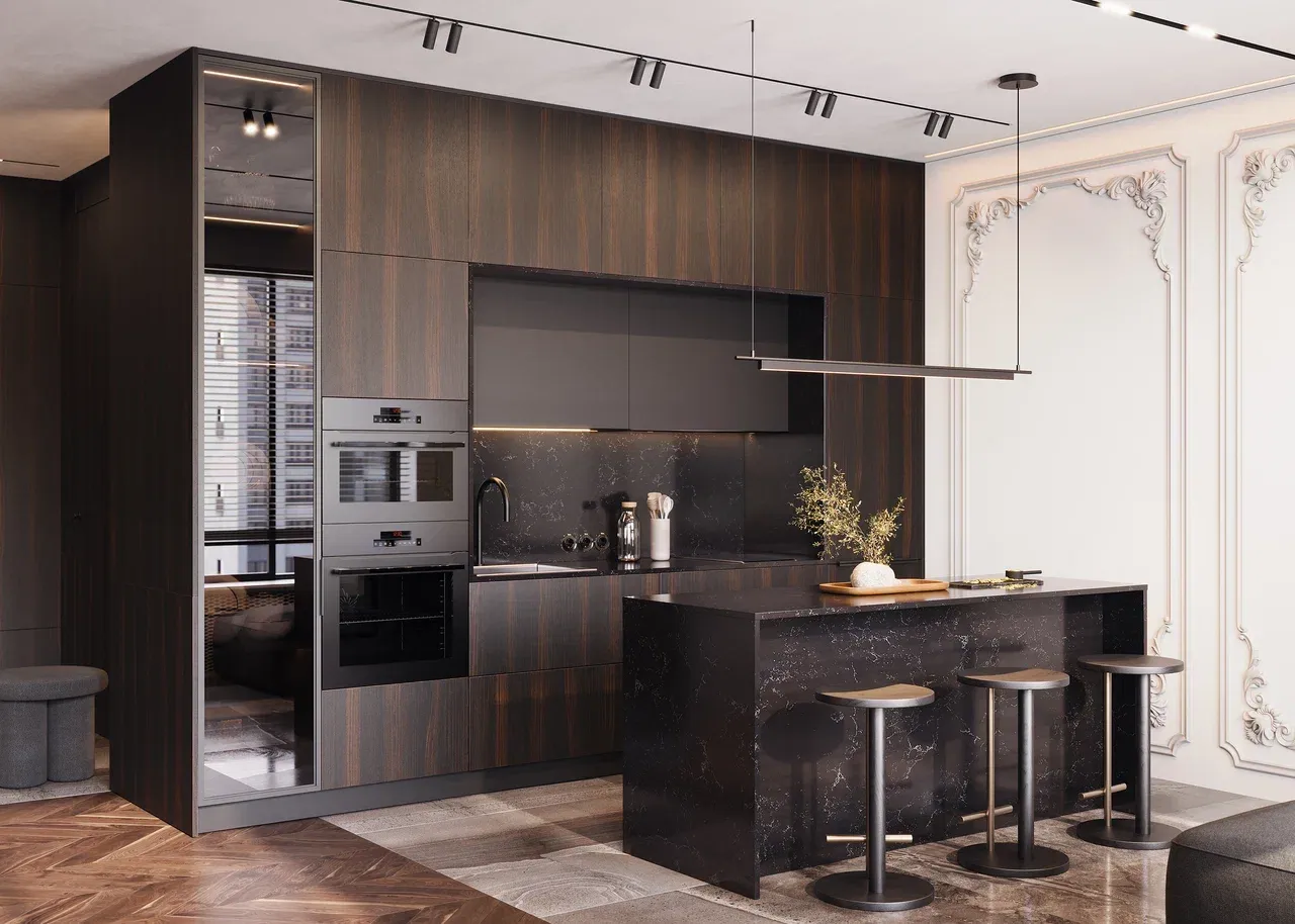 Кухня фьюжн с островом (арт. Kit425), мебель на заказ MrDoors