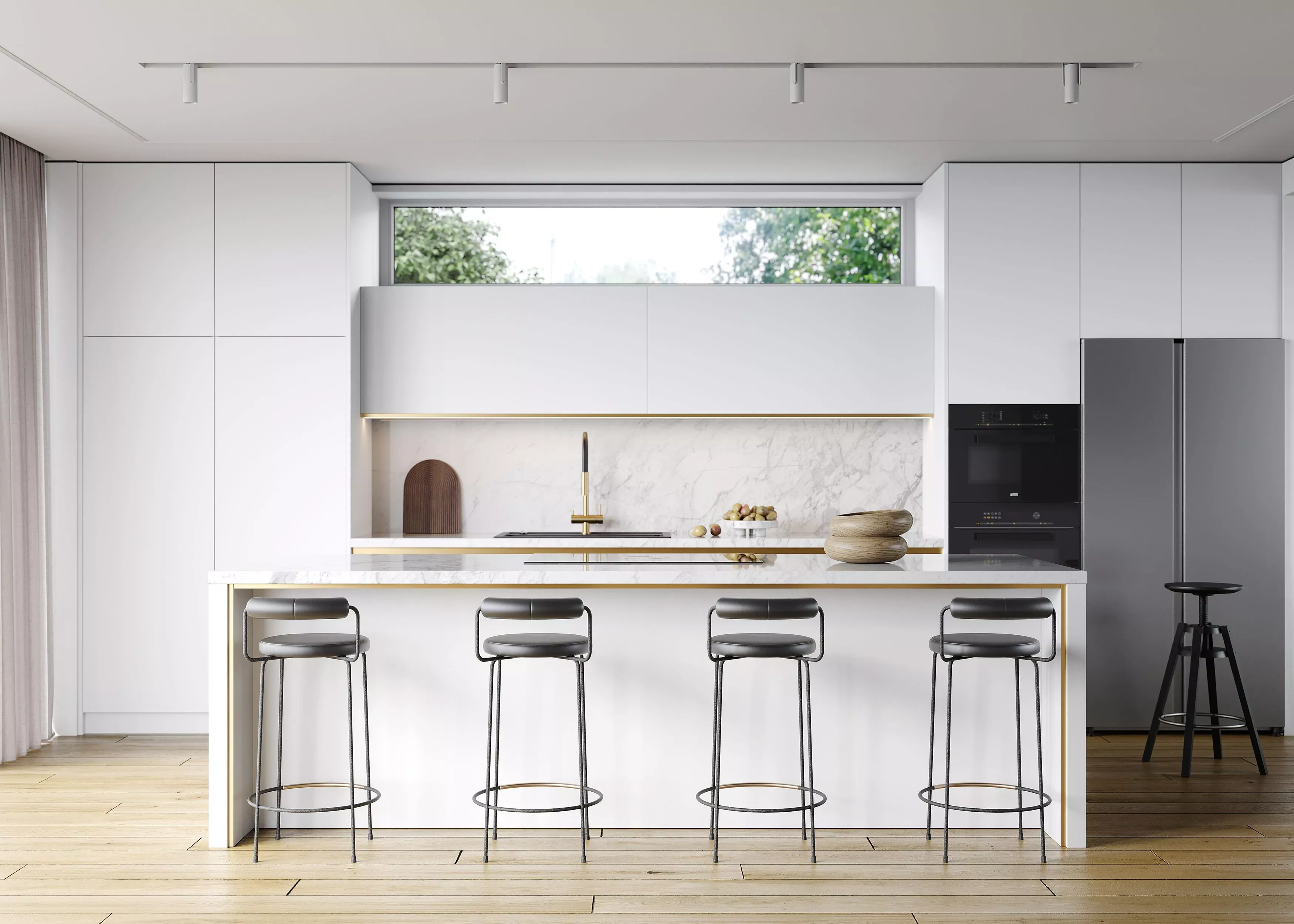 Кухня белая с профилем GOLA (арт. 304)