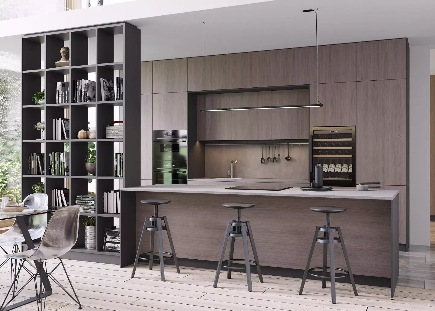 элегантная кухня в декоре графит, мебель на заказ MrDoors