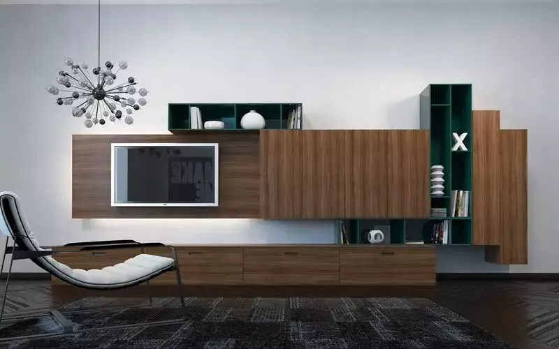 гостиная в коричнево-зеленых тонах 