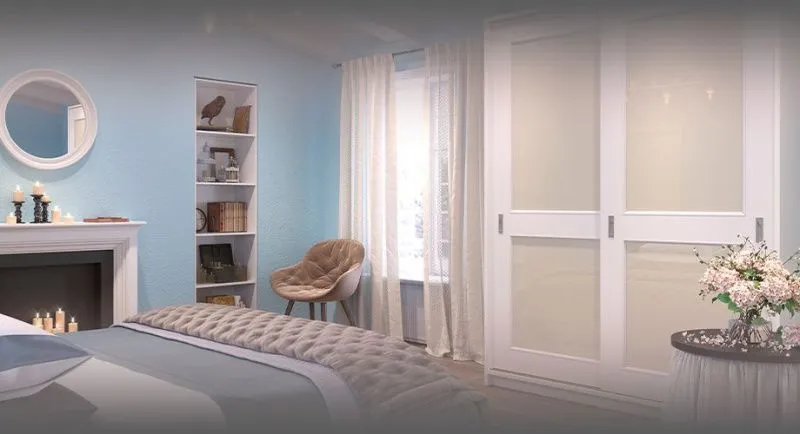 Дизайн шкафов в спальню — 56 фото