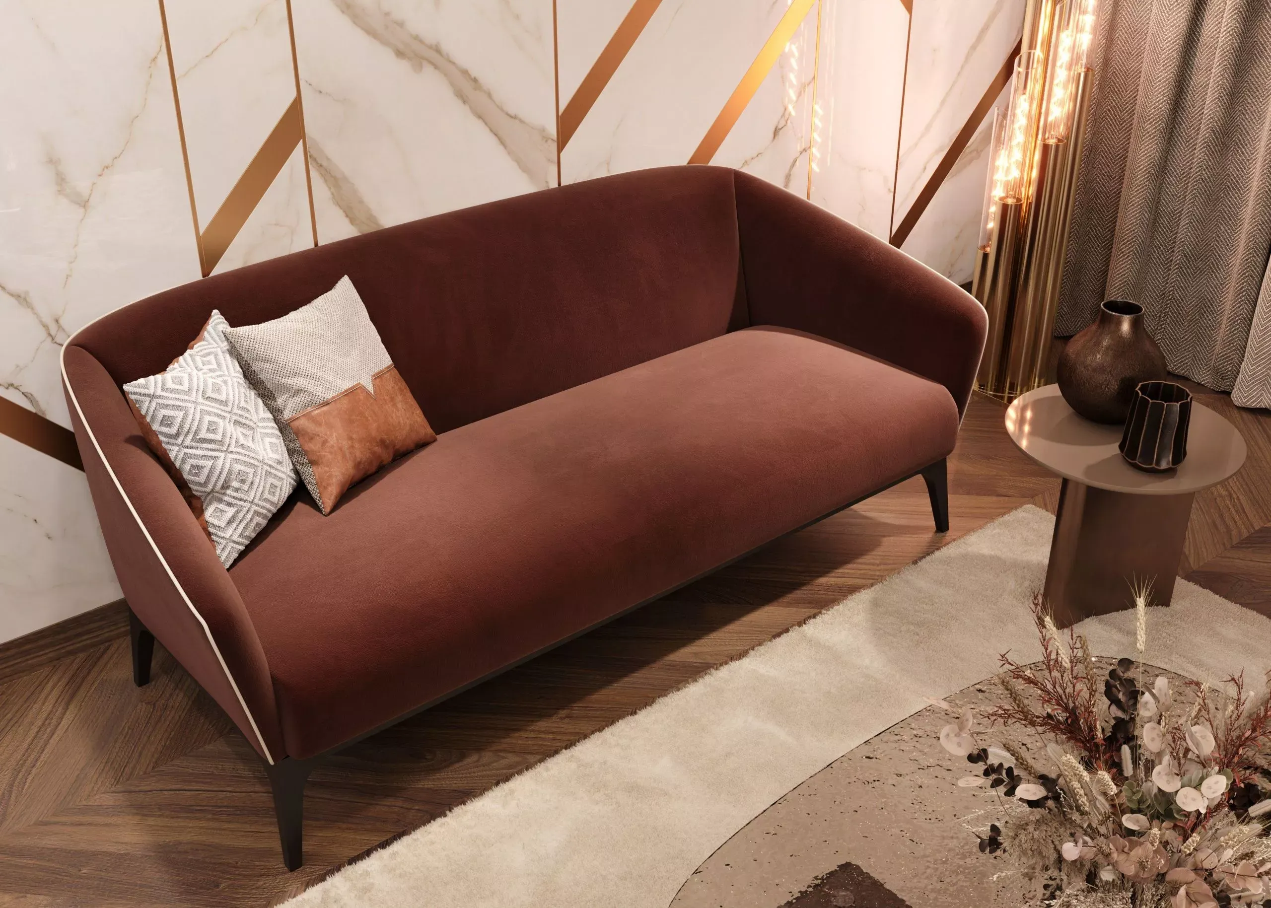 Диван Notti, красный (арт. Sof053), мебель на заказ MrDoors