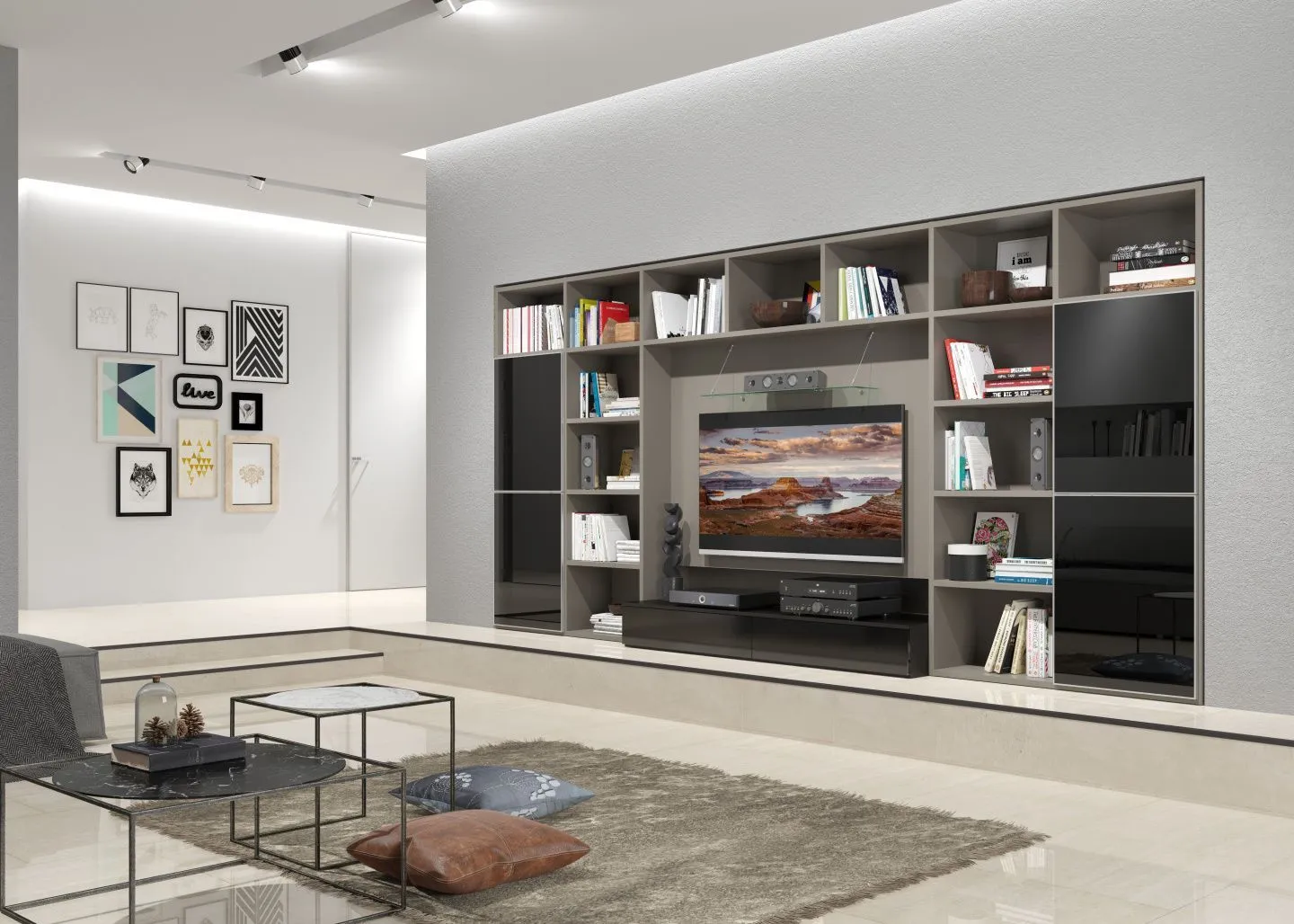 дизайн встроенного шкафа в гостиной