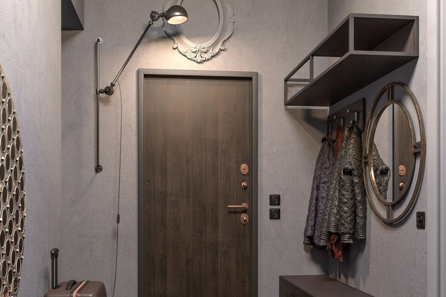 Прихожая в индустриальном стиле, мебель на заказ MrDoors