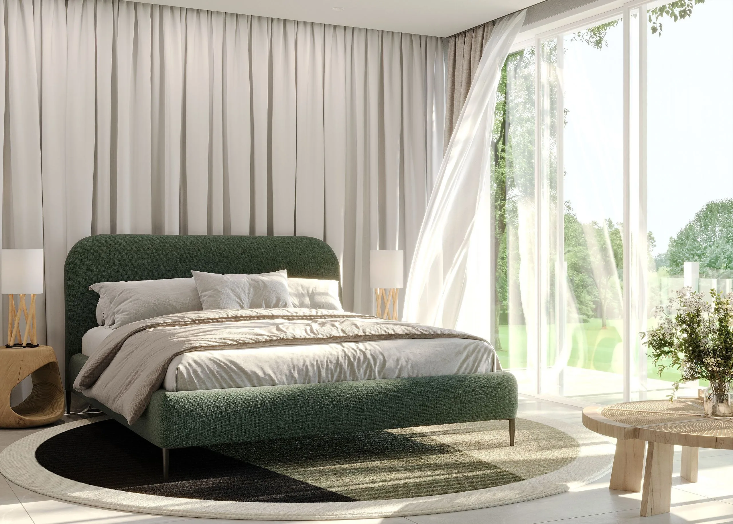 Спальня с кроватью Letto, зеленый (арт. Bdr153), мебель на заказ MrDoors