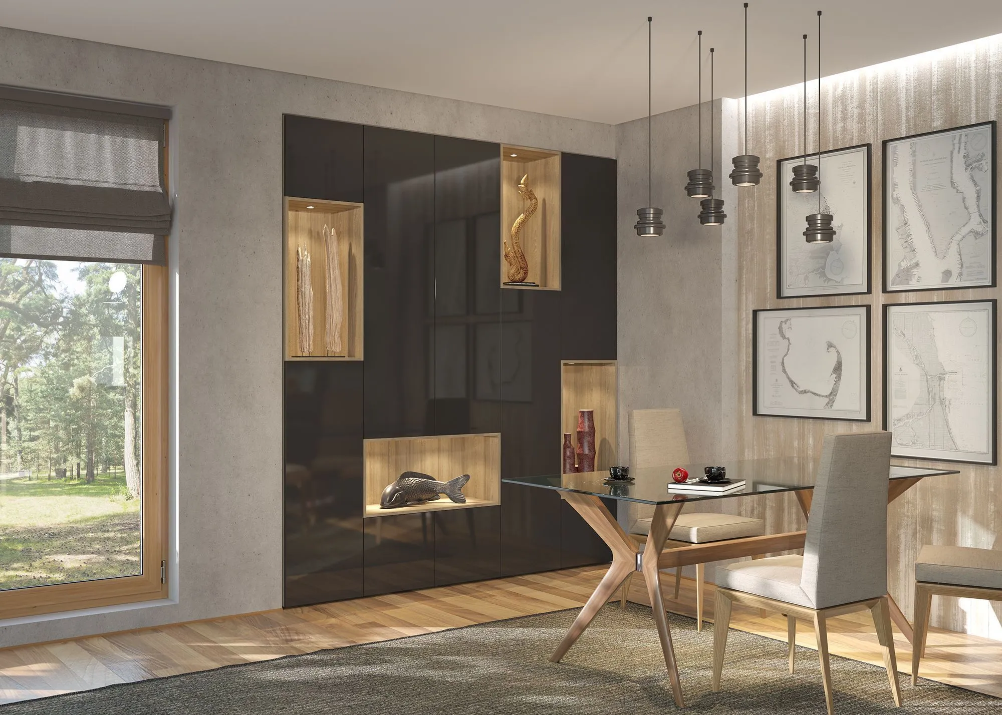 гостиная в коричнево бежевых тонах 