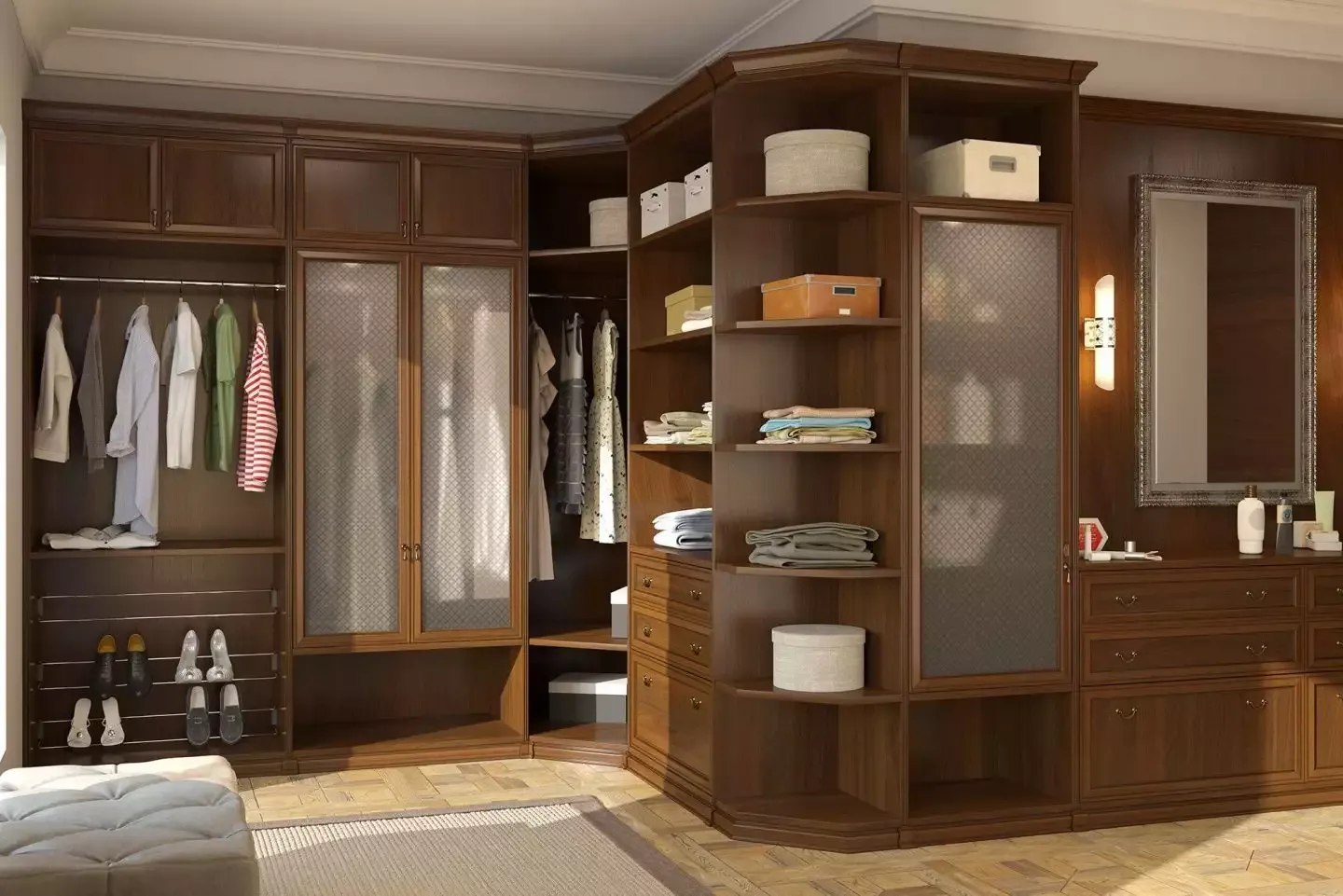 дизайн угловой гардеробной