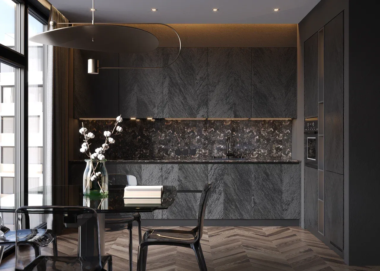 Кухня темная с профилем GOLA (арт. 275)