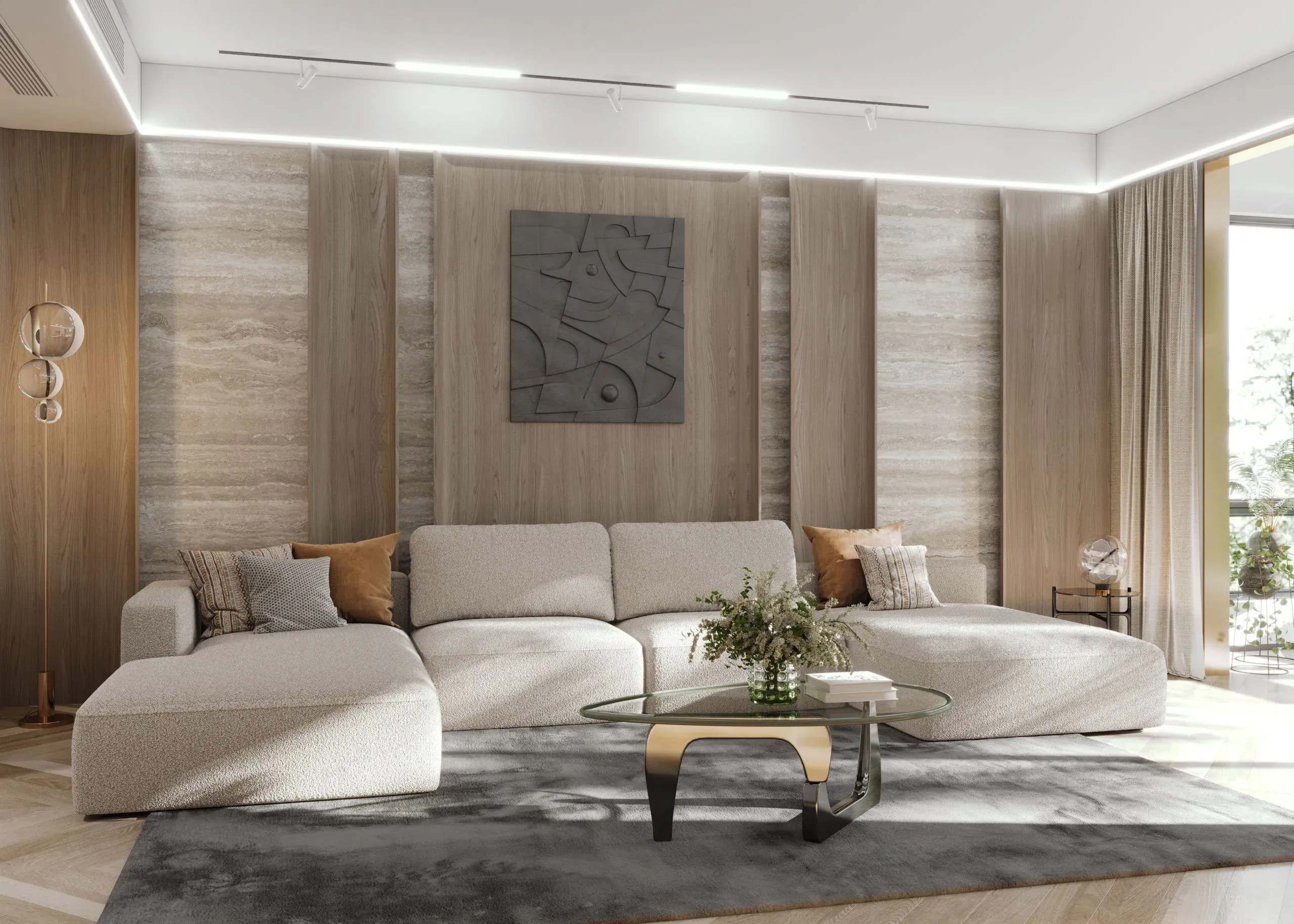 Диван Riflesso, бежевый (арт. Sof083), мебель на заказ MrDoors