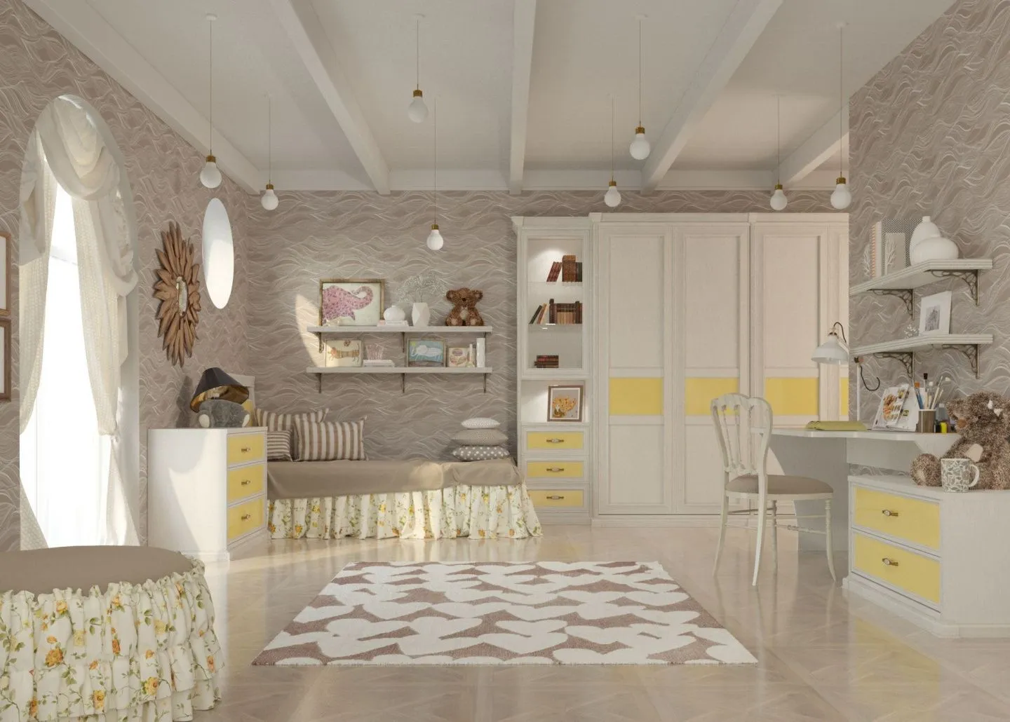 дизайн бежевой детской комнаты