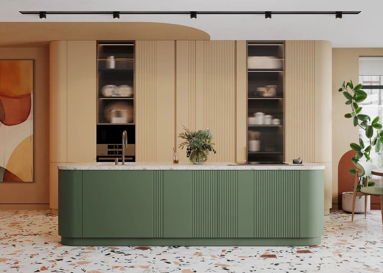 Кухня с островом в стиле модерн (арт. Kit437), мебель на заказ MrDoors