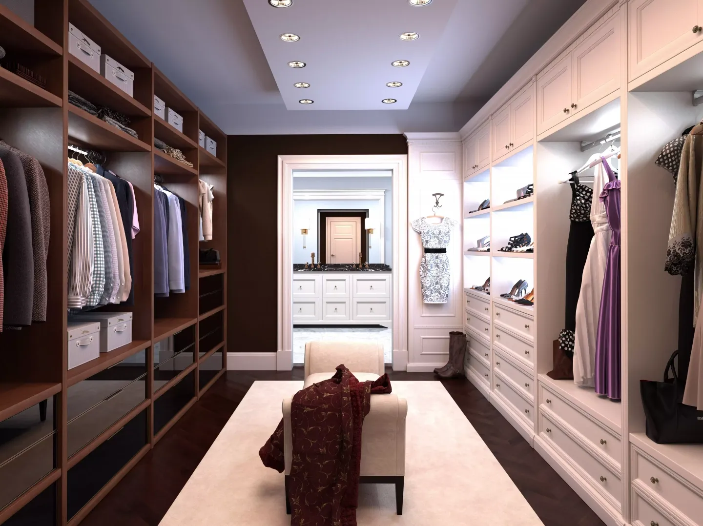 гардеробная для двоих, вид внутри