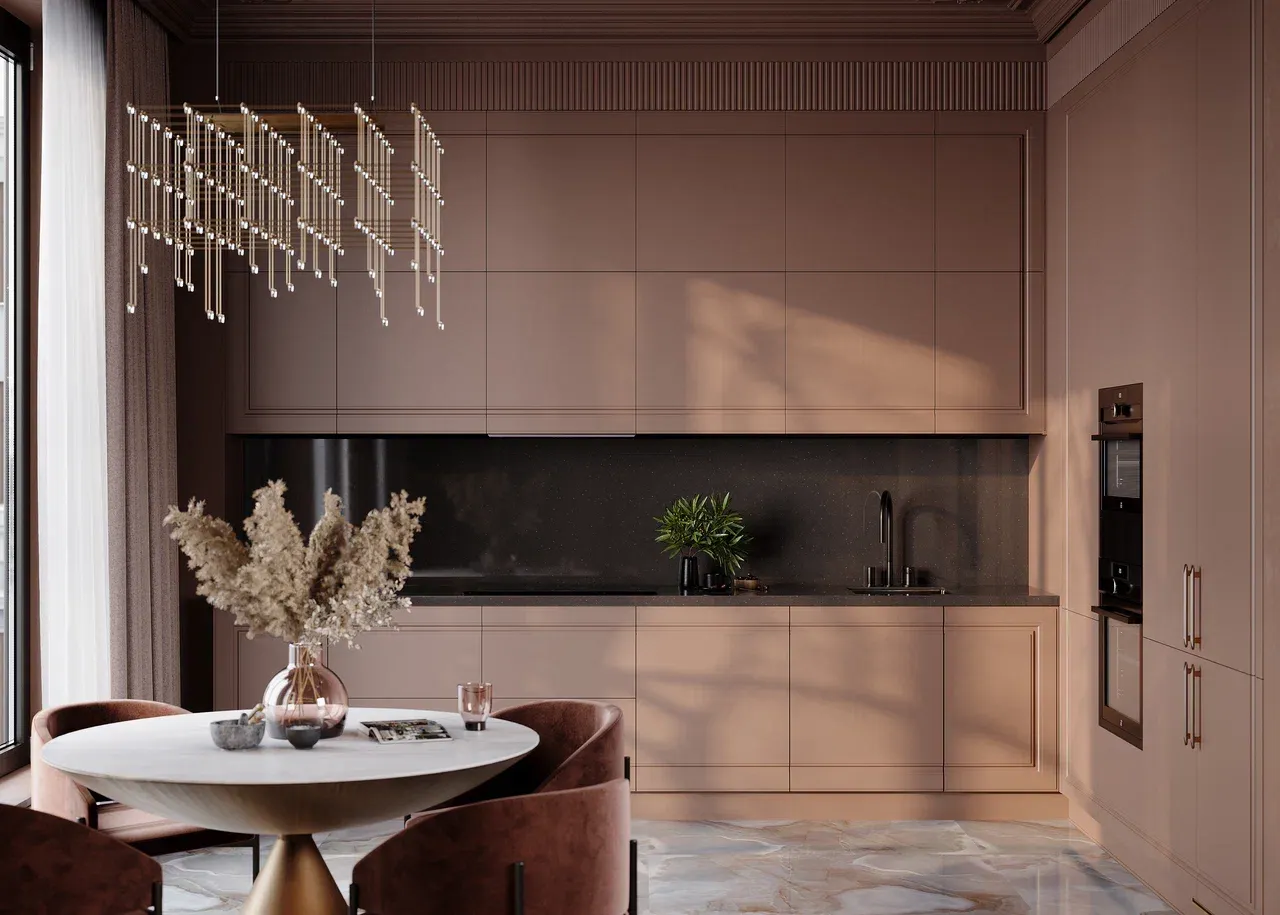 Кухня угловая со столешницей из акрилового камня (арт. Kit441), мебель на заказ MrDoors