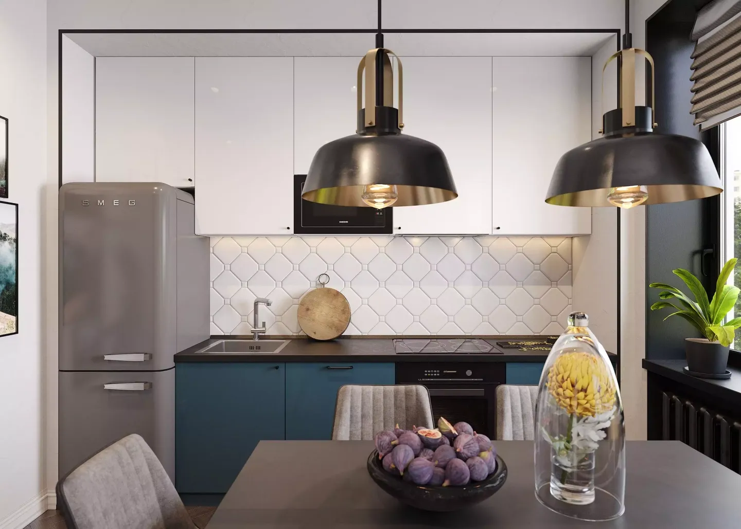 Глянцевая современная кухня в эмалях, мебель на заказ MrDoors