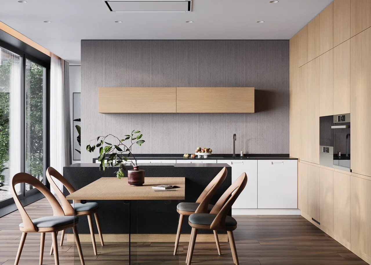 Кухня угловая со столешницей из акрилового камня (арт. Kit445), мебель на заказ MrDoors