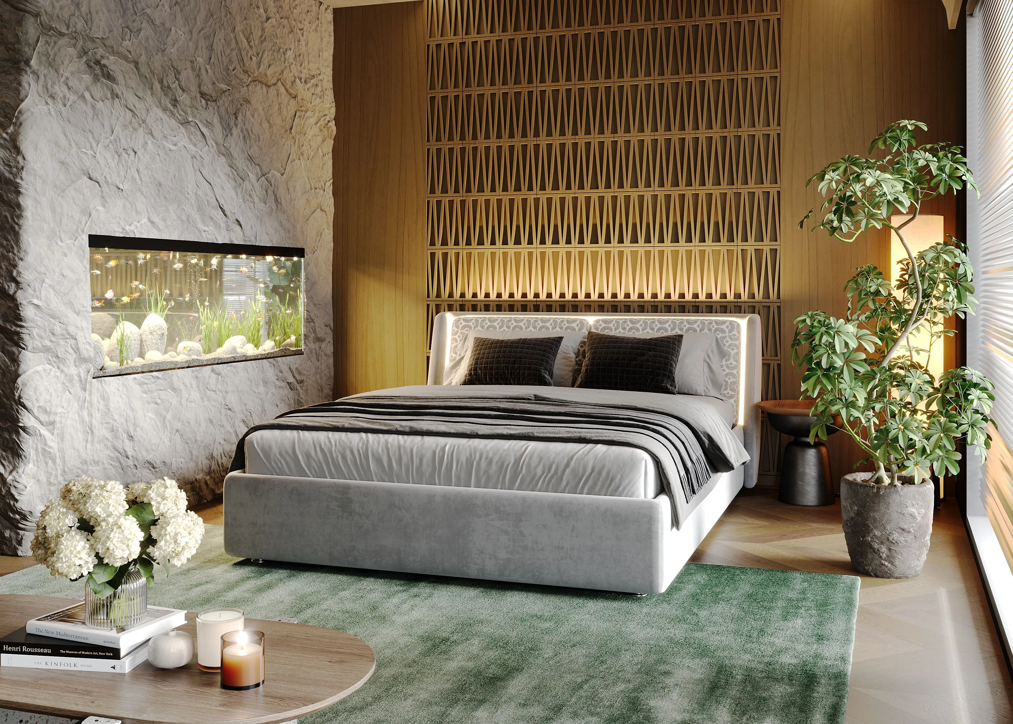 Спальня с кроватью Richmond, серый (арт. Bdr154), мебель на заказ MrDoors