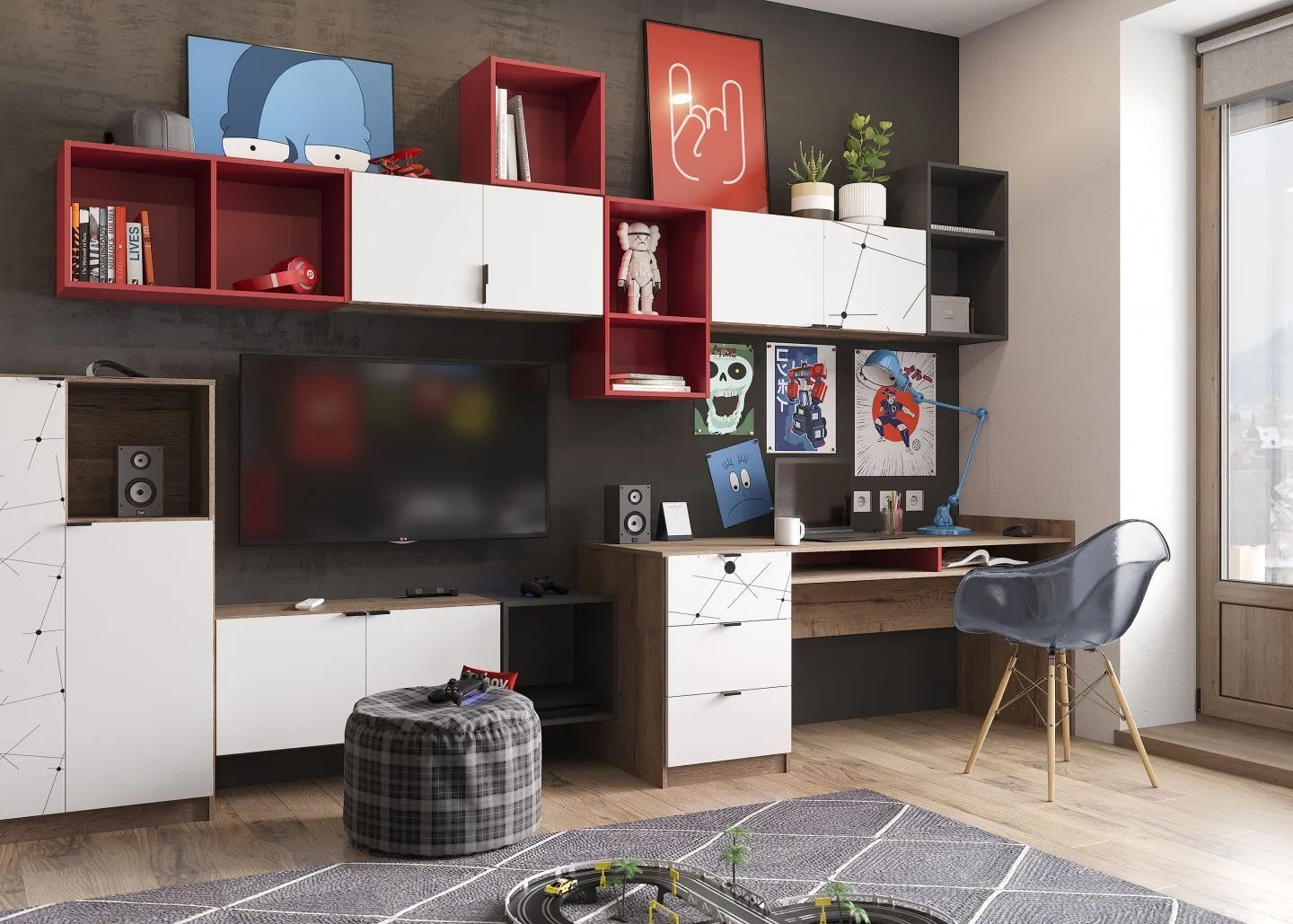 Дизайн мебели для детской комнаты с кроватью, шкафом и рабочим местом, мебель на заказ MrDoors