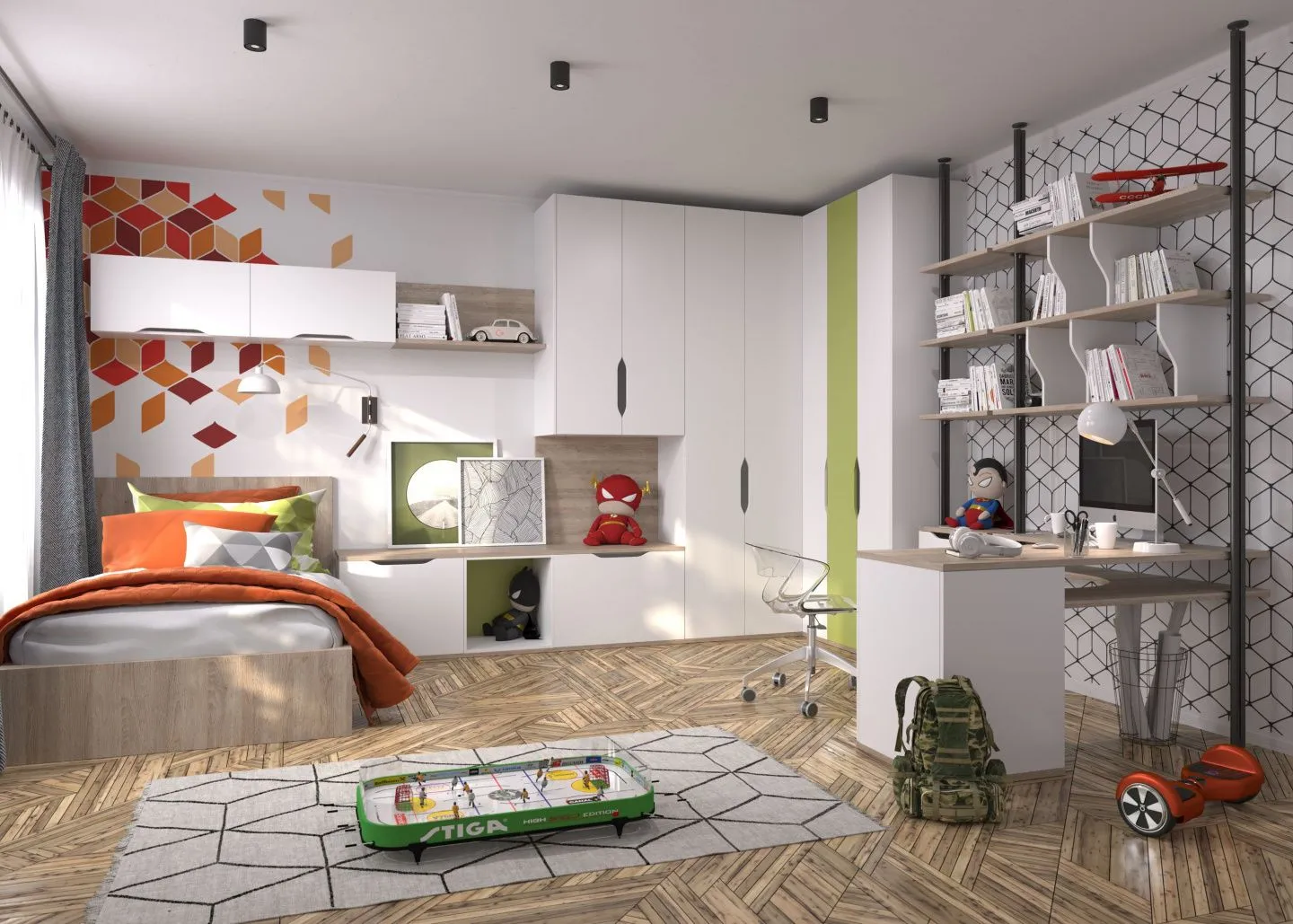 белая детская с яркими акцентами