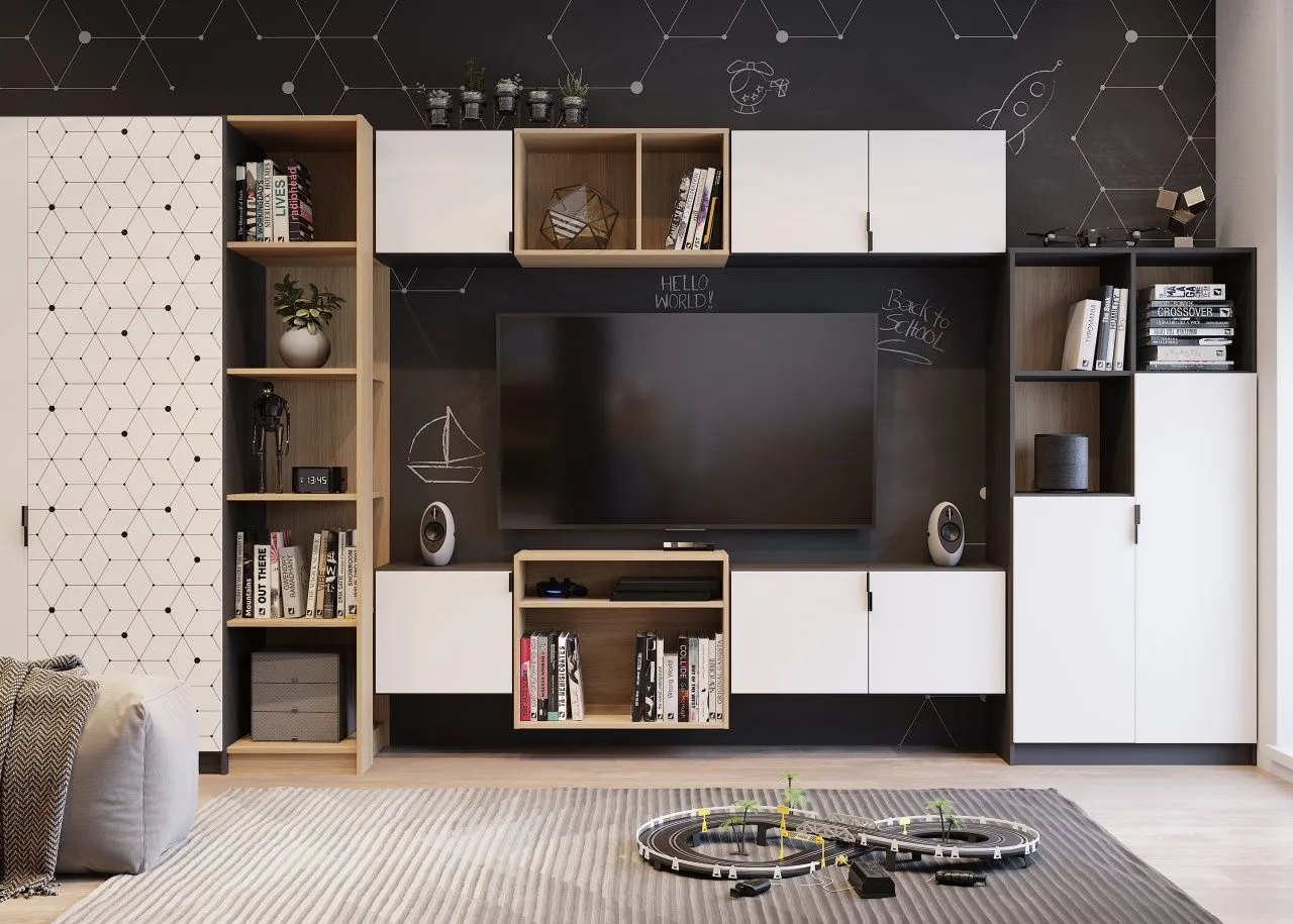 Комната для подростков с двумя рабочими местами, мебель на заказ MrDoors