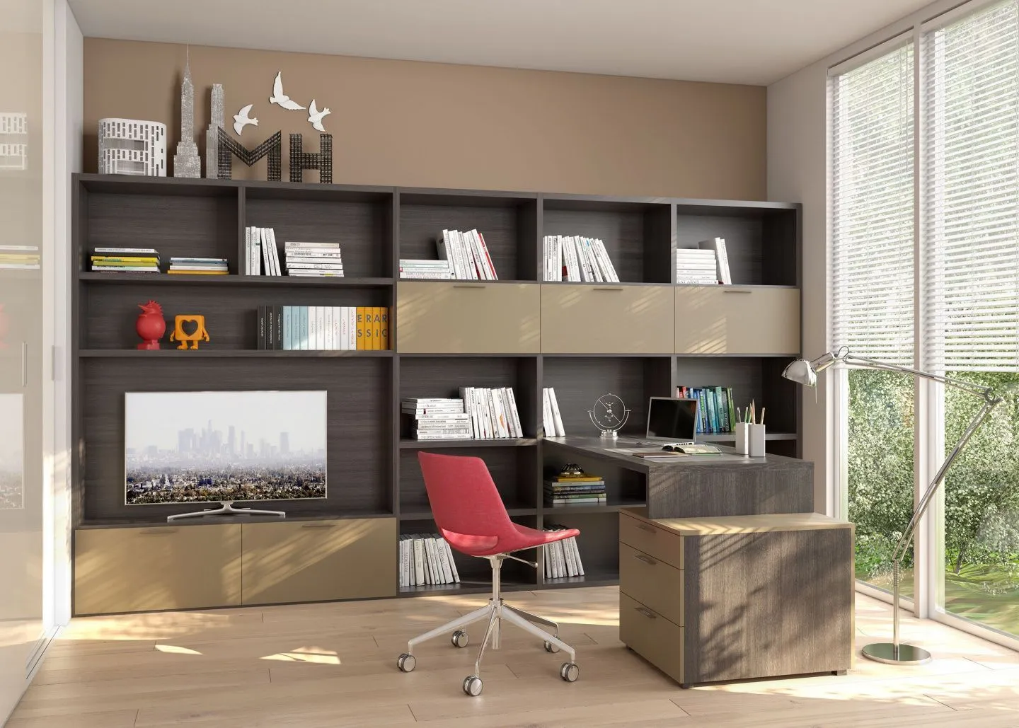 кабинет в бежевых тонах