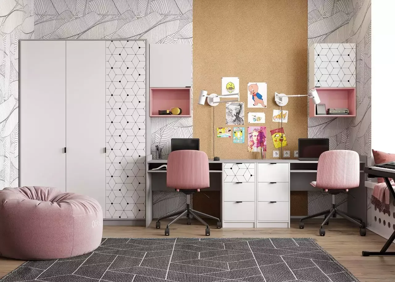 Детская комната для двух девочек среднего школьного возраста, мебель на заказ MrDoors