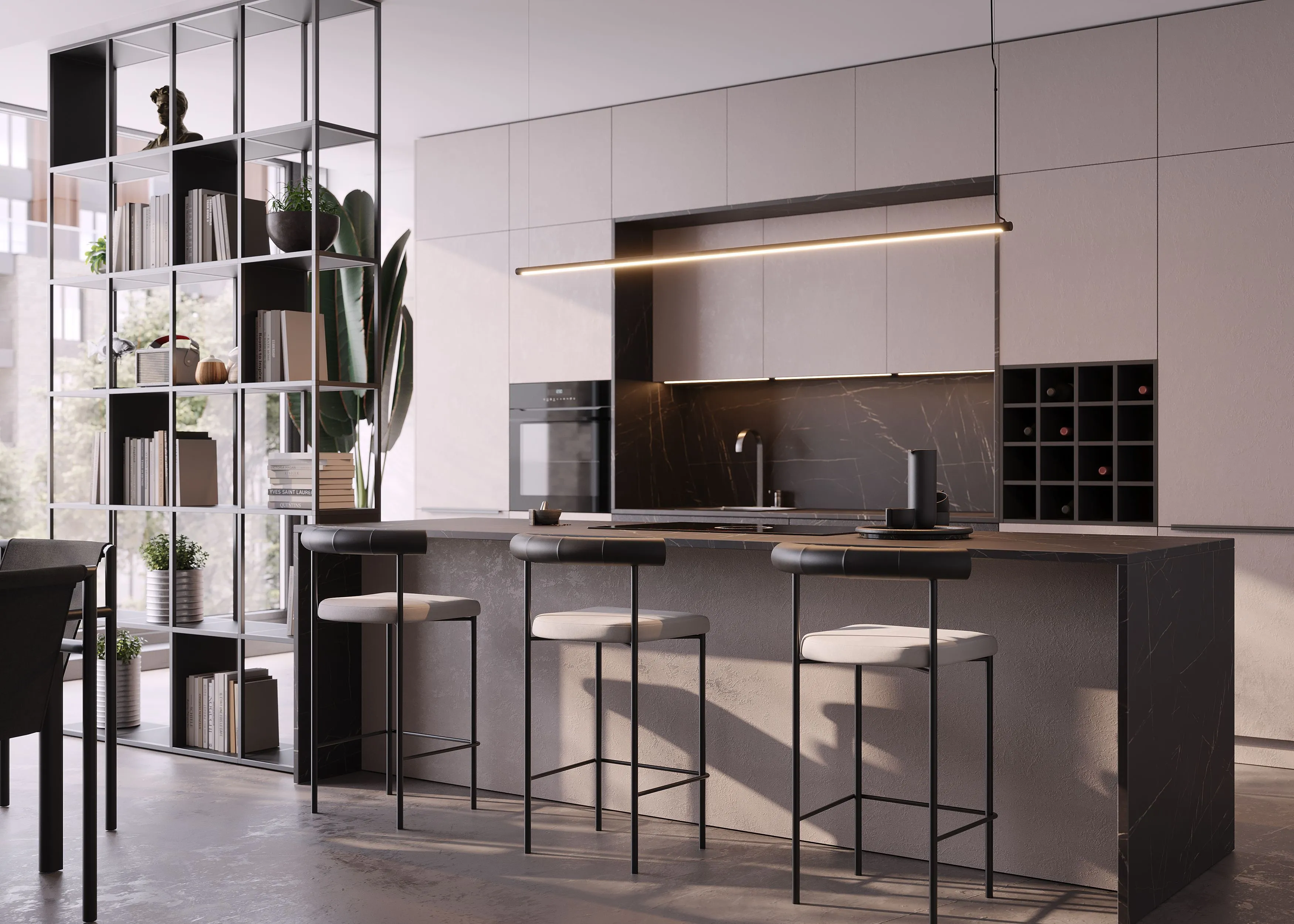 Кухня бежевая с островом (арт. 303)