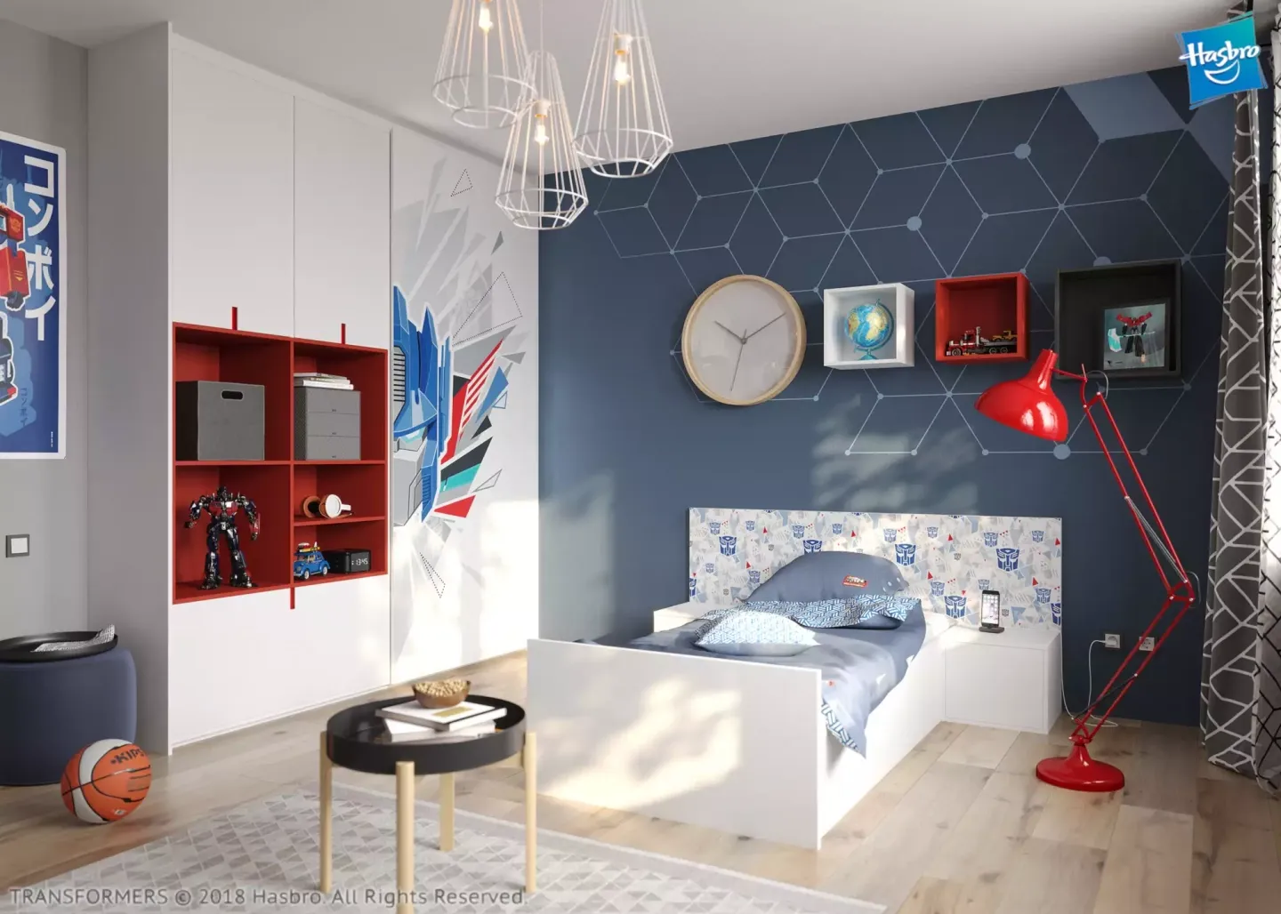 Детская спальня в стиле трансформеров, мебель на заказ Mr. Doors Оптимус Прайм Hasbro