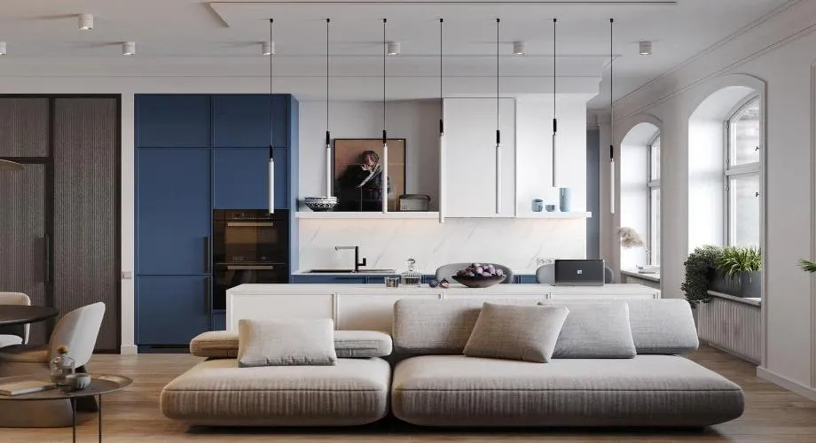 Дизайн кухни-гостиной 15 кв. м