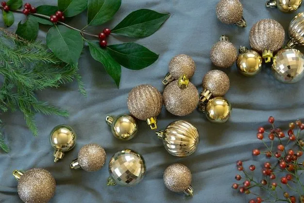 Елочные шары в золотых оттенках