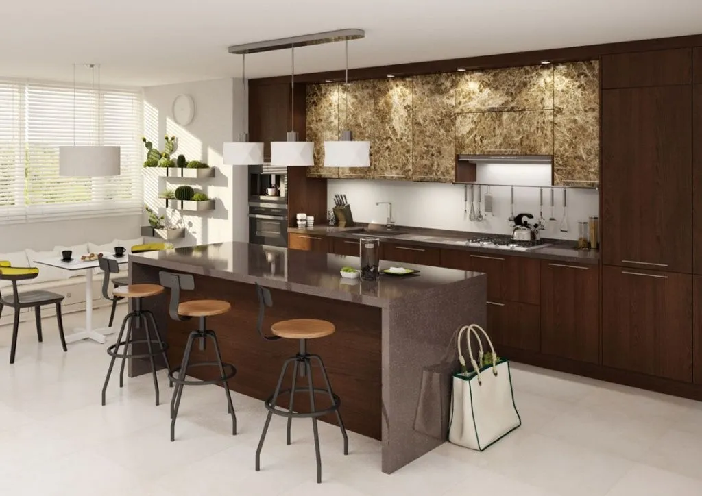 Темный кухонный гарнитур c островом*