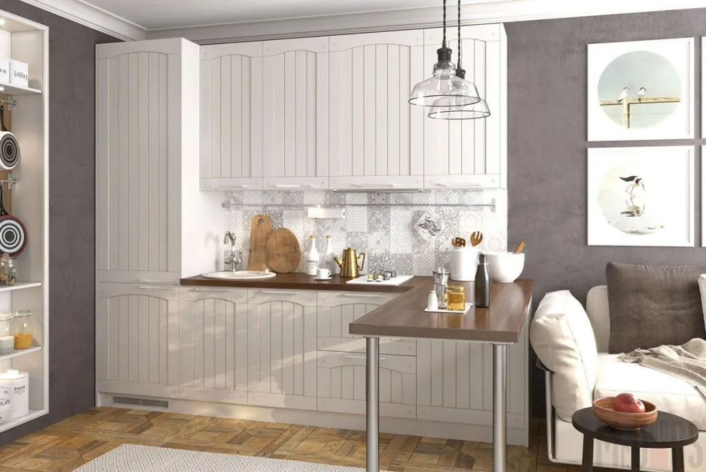 Кухня со светлым фасадом*