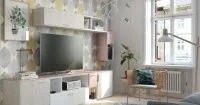 фото дизайна розовой гостиной для квартиры в скандинавском стиле, мебель на заказ MrDoors