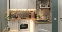 Угловой кухонный гарнитур с фасадами под светлое дерево, мебель на заказ MrDoors