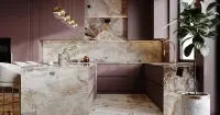 Угловая кухня со столешницей из кварцита (арт. Kit471v6), мебель на заказ MrDoors