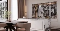 Кухня с островом со столешницей из кварцита (арт. Kit475), мебель на заказ MrDoors