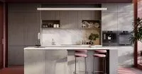 Кухня серая с островом (арт. Kit421), мебель на заказ MrDoors