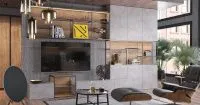 Фото интерьера гостиной темного цвета под дуб, мебель на заказ MrDoors