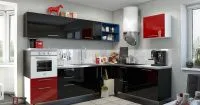 дизайн кухни в красном черном и белом цветах