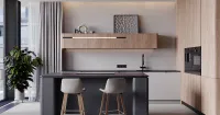 Кухня с островом в древесных тонах (арт. Kit509), мебель на заказ MrDoors