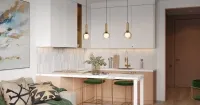 Кухня светлая в стиле фьюжн (арт. kit381), мебель на заказ MrDoors