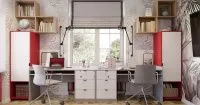 Комната для двух школьников с рабочим местом, фото, мебель на заказ MrDoors